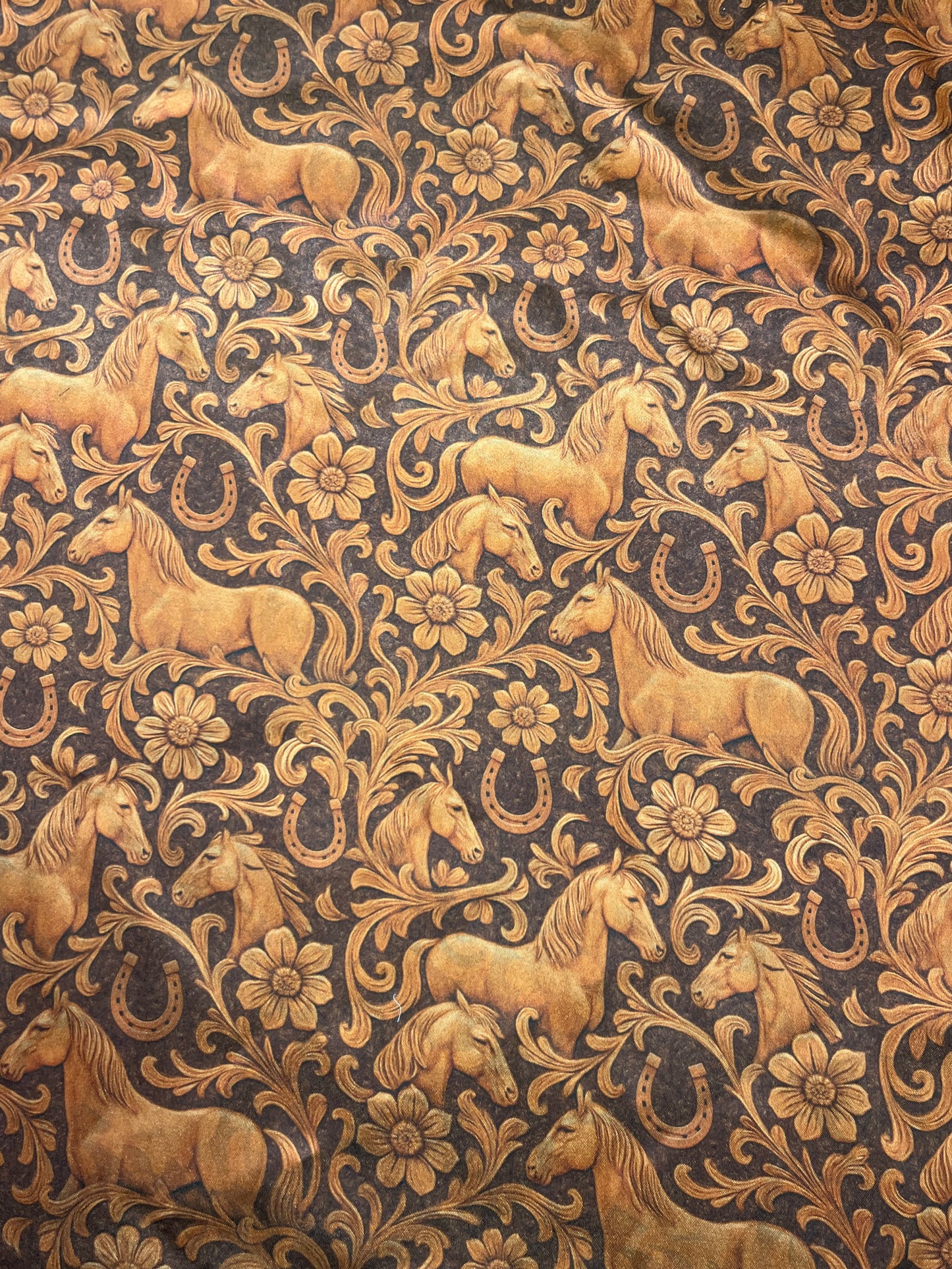 Wild Rag 45x45 brown/rust horse floral