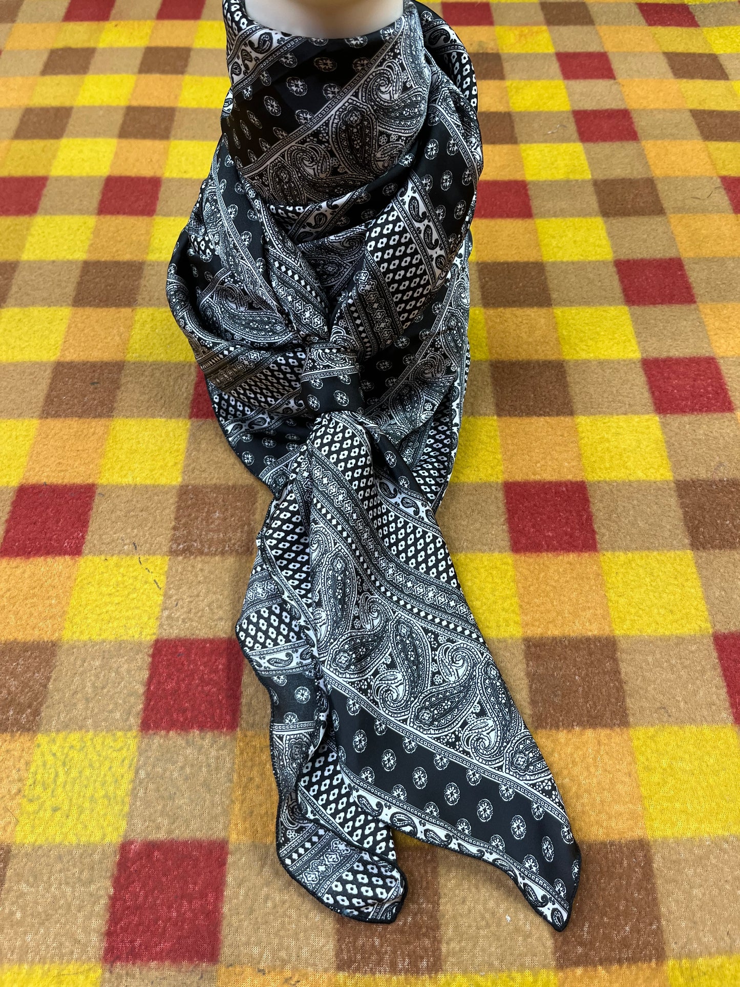 Wild Rag 45x45 black/white paisley stripe