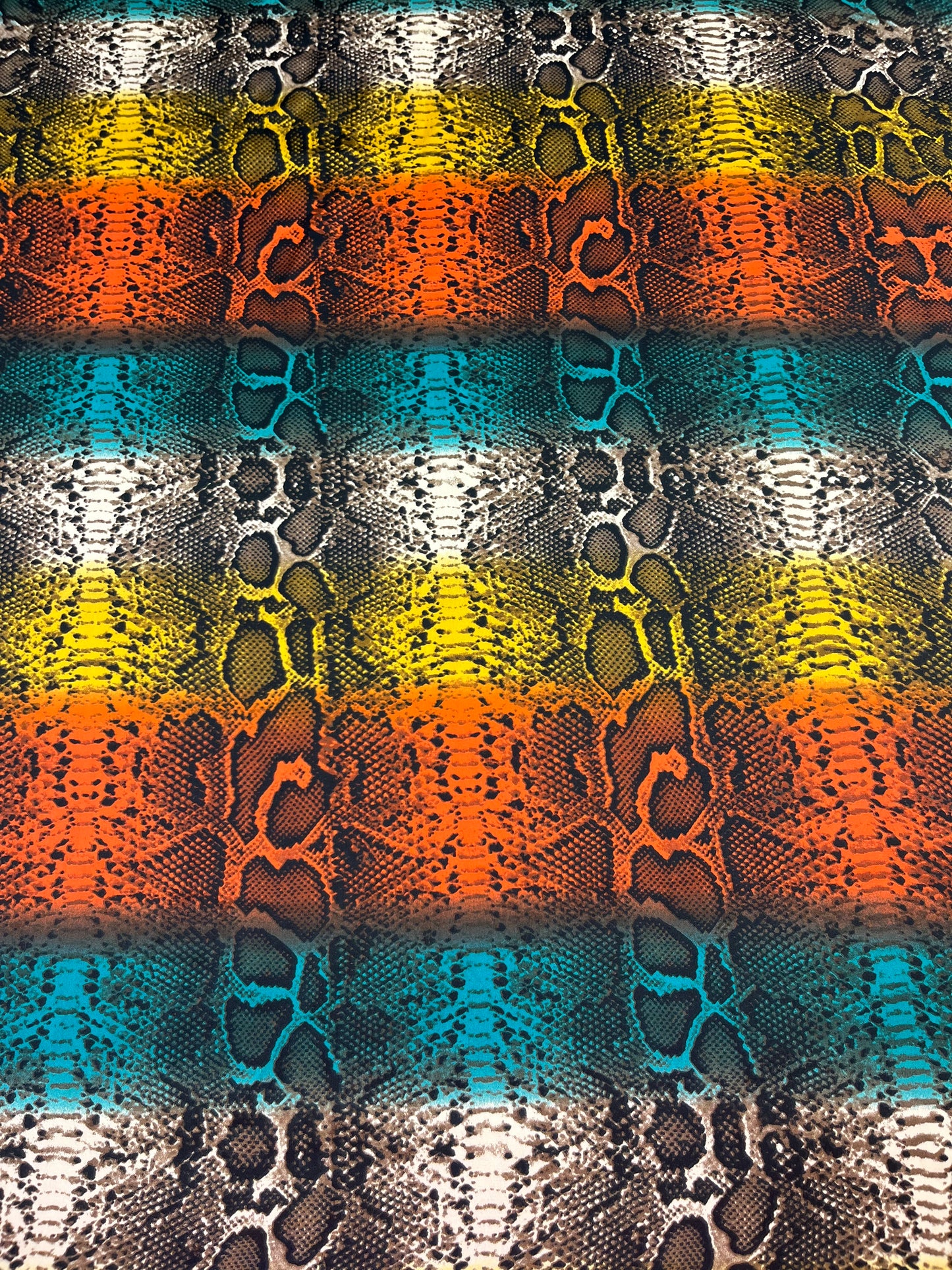 Wild Rag 45x45 teal/orange/yellow/white snake skin