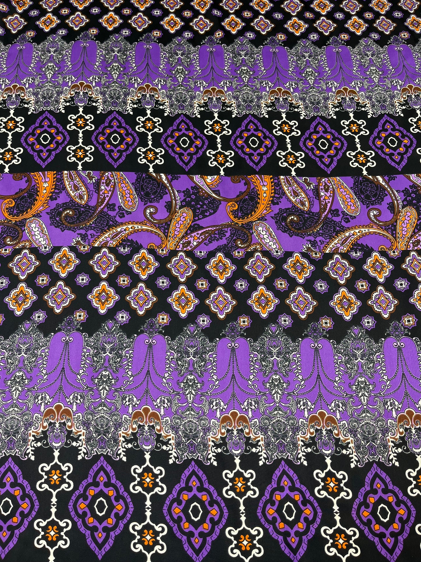 Wild Rag 45x45 purple/black/orange paisley medallion stripe