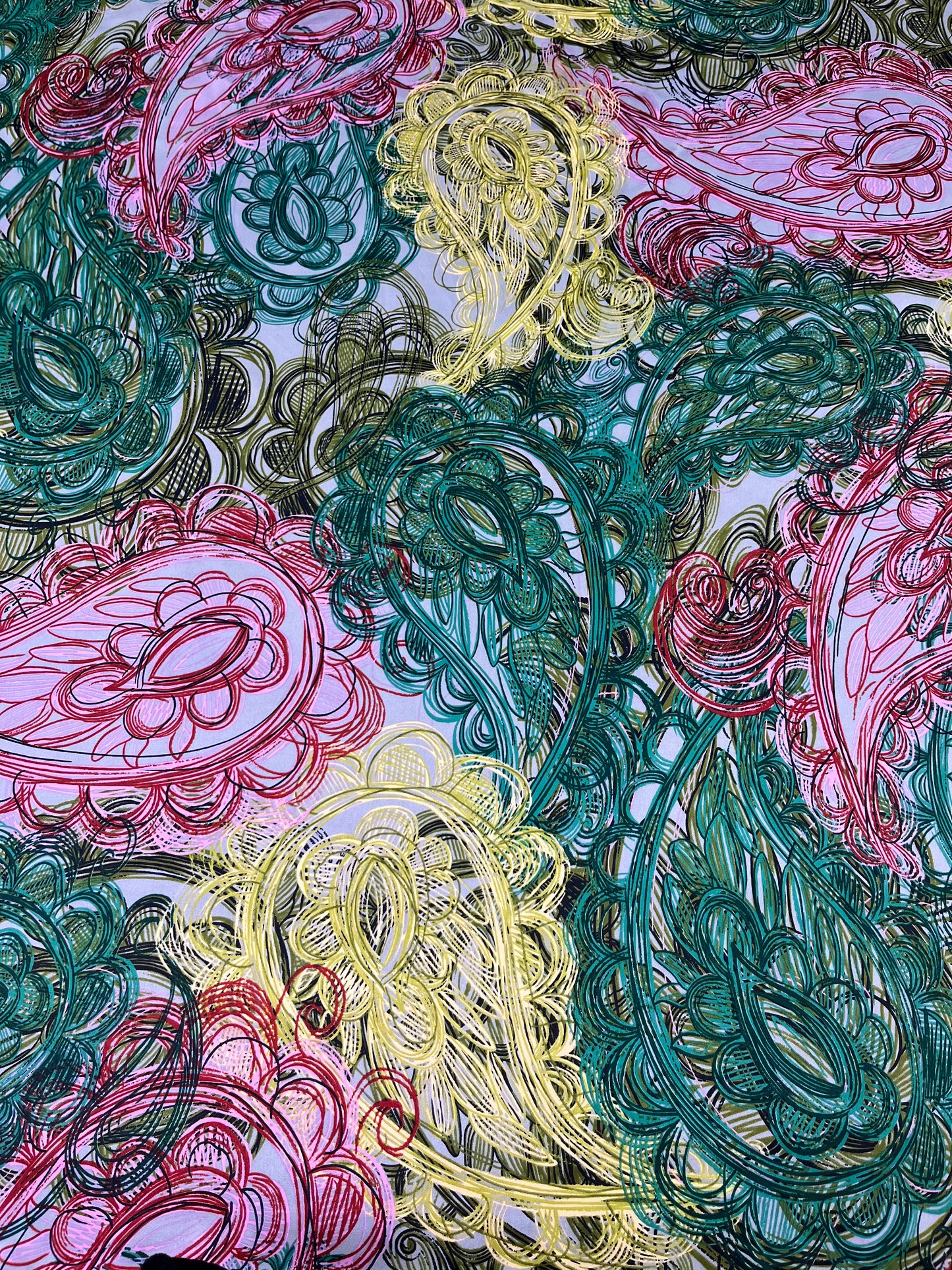 Wild Rag 45x45 pink/green/yellow giant paisley
