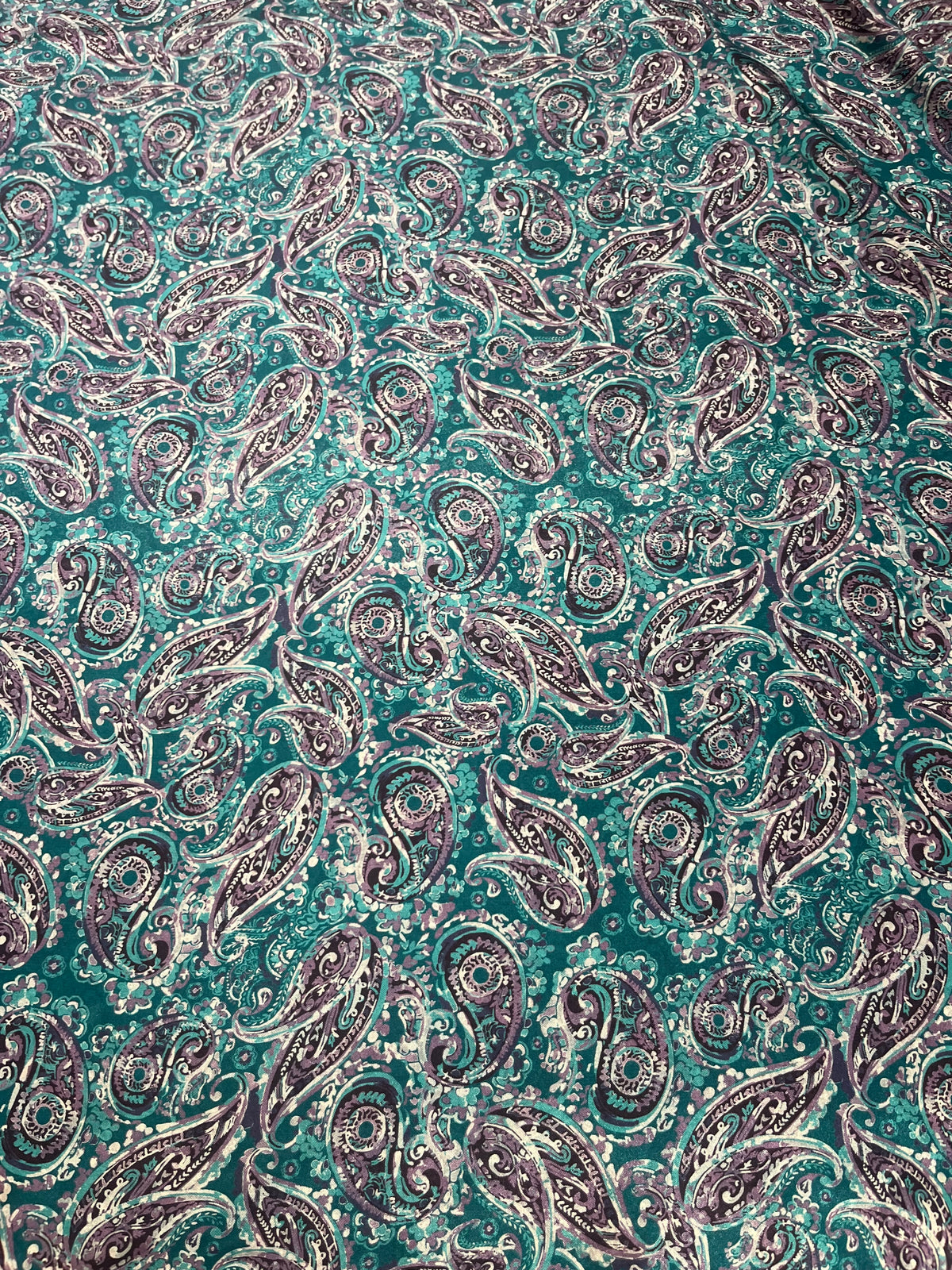 Wild Rag 45x45 teal/light purple paisleys