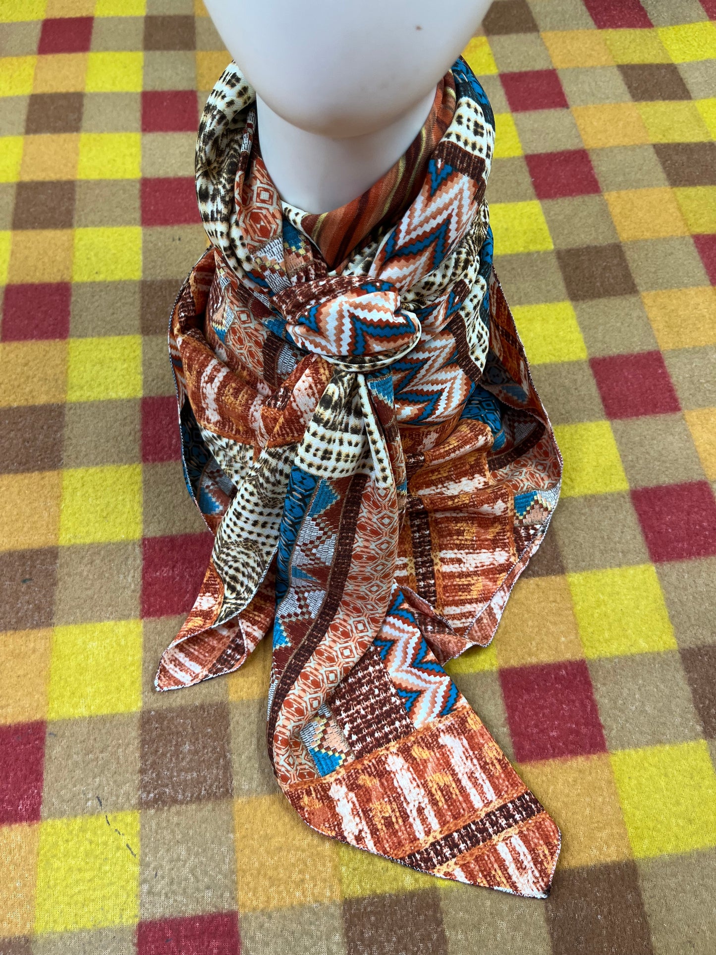 WildRag 45x45 rust/ teal square tribal