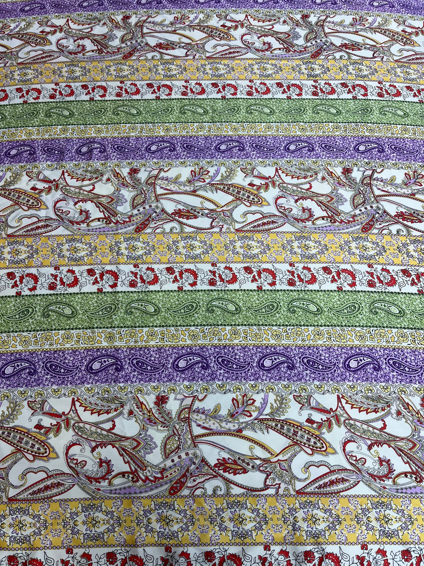 Wild Rag 45x45 purple/green/gold stripe paisley