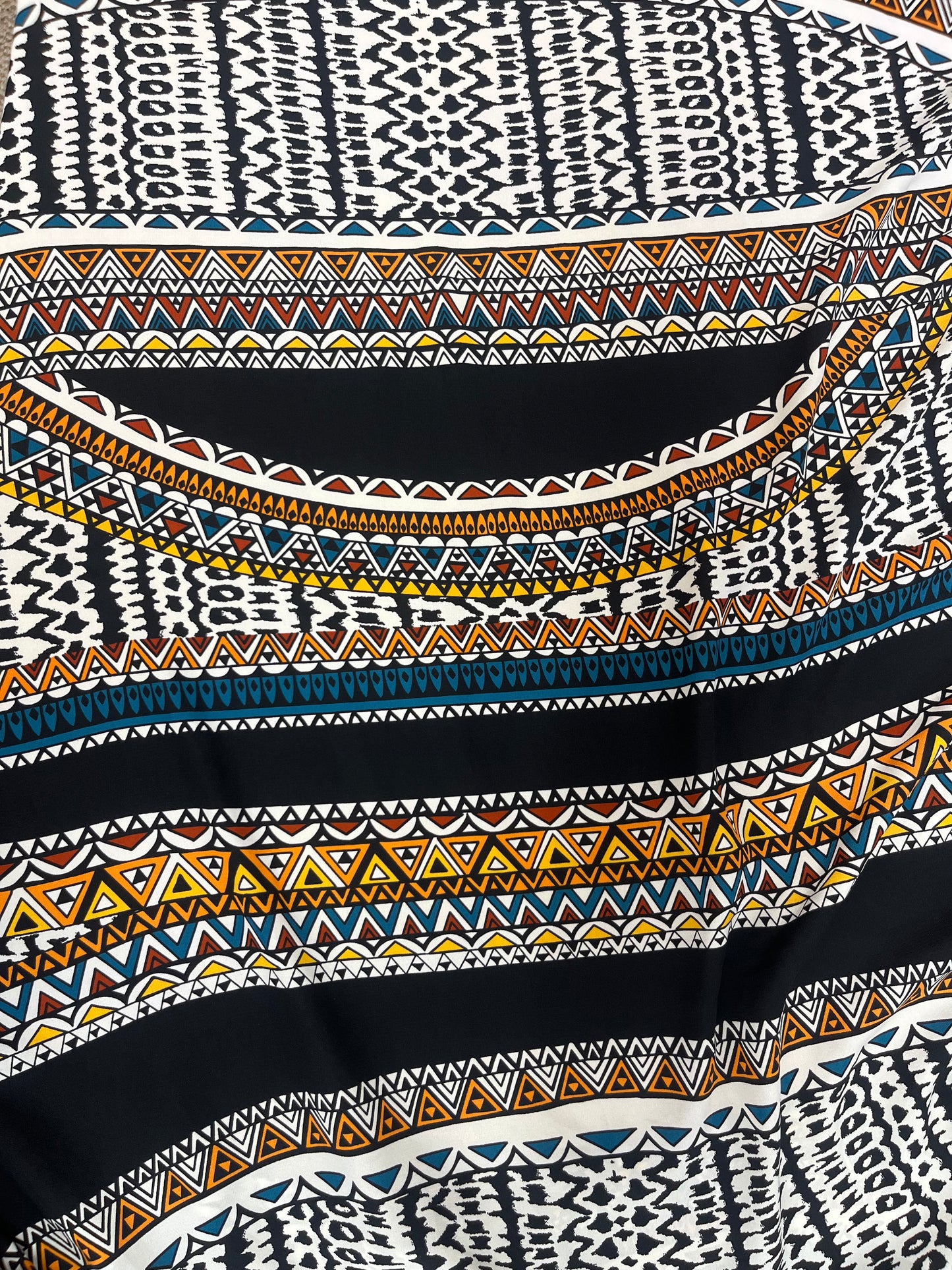 Wild Rag 45x45 black/ivory/teal tribal