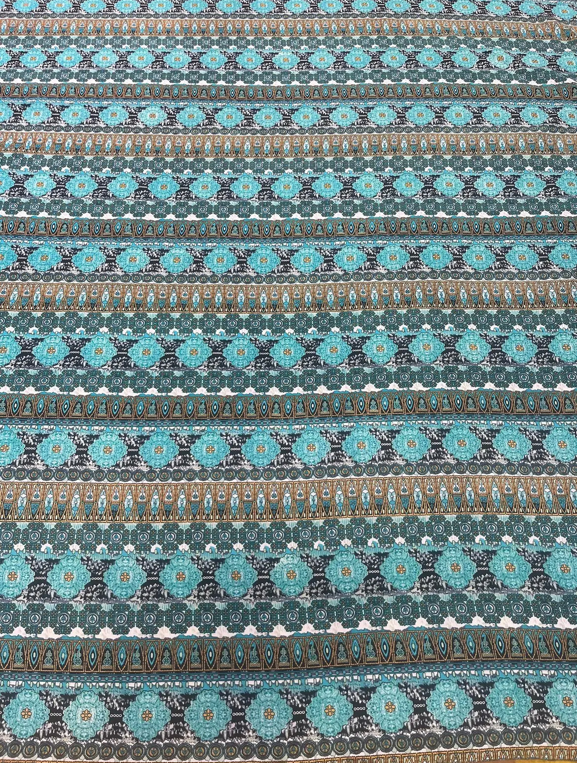 Turquoise/gold chevron