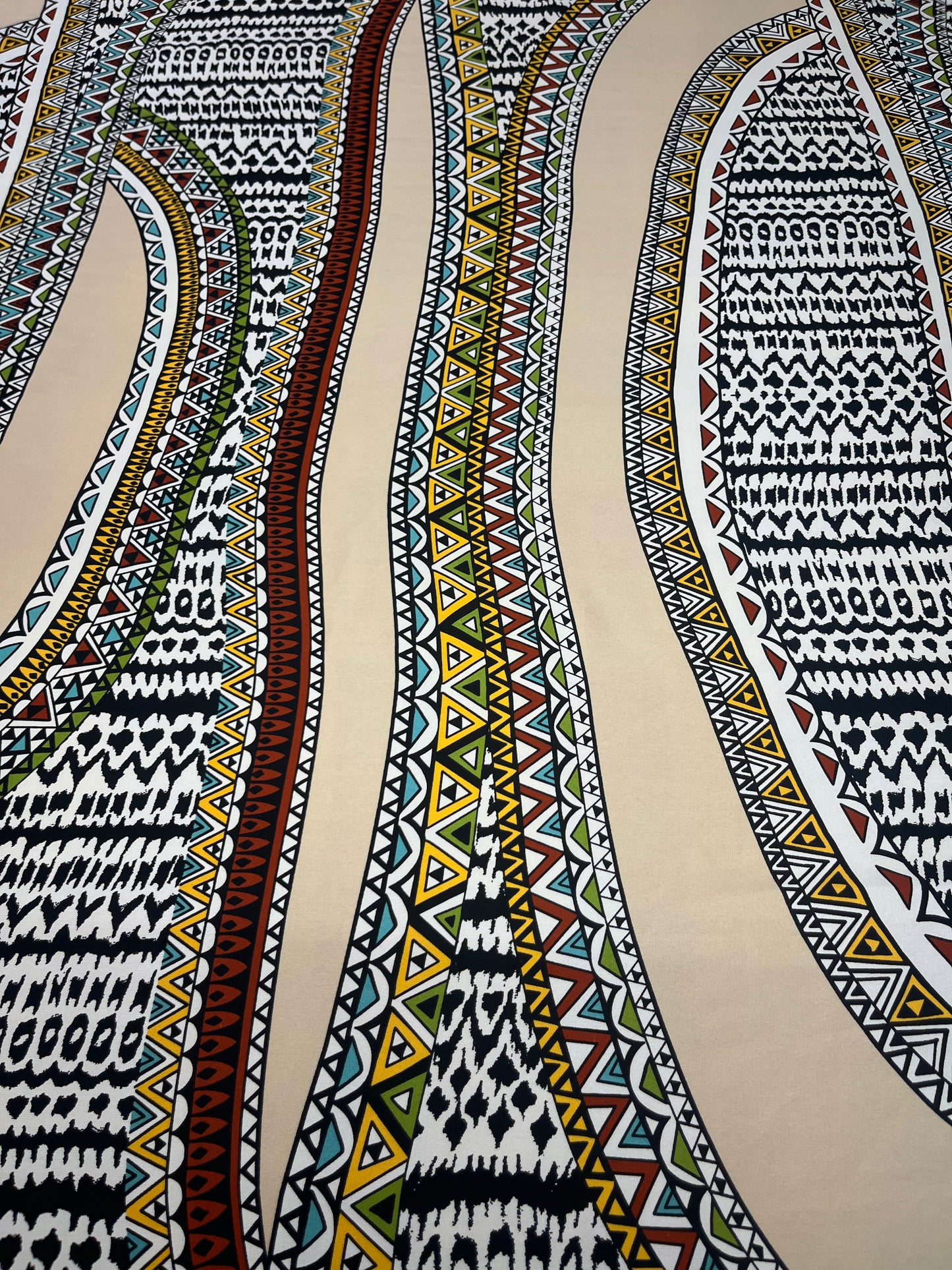 Wild Rag 45x45 tan/ multi color tribal