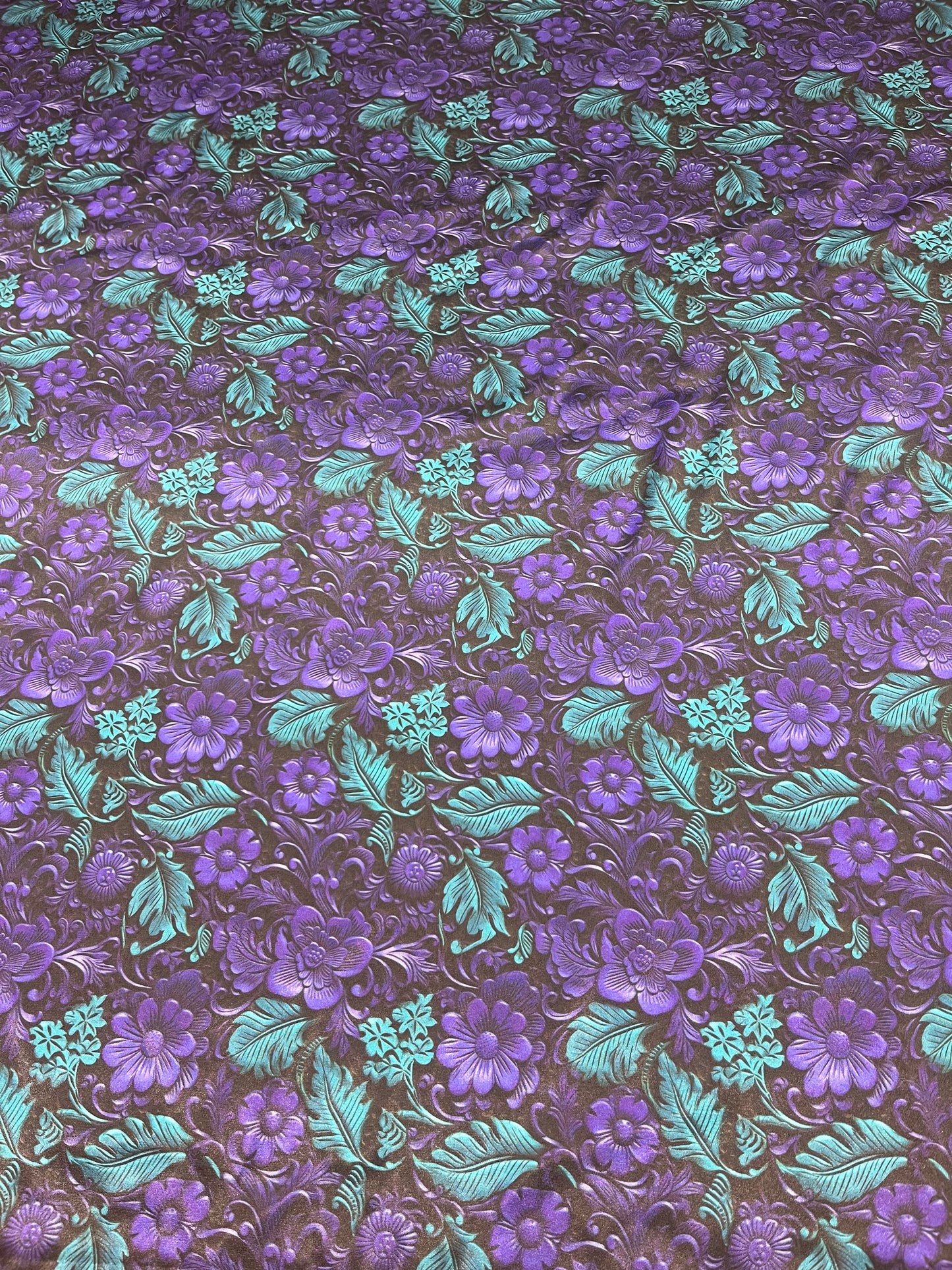 Wild rag 45x45 purple/teal floral/ leather tool