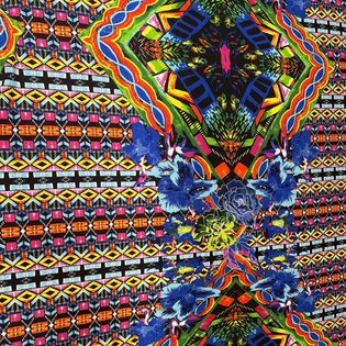 45x45 Wild Rag blue flowers/ multi color tribal