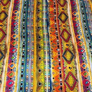 45x45 Wild Rag yellow diamond, multi color tribal