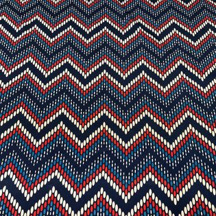 45x45 Wild Rag red white and blue zig zag dots