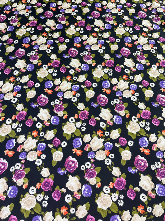 Wild Rag 45x45 purple/ white roses/ white red floral