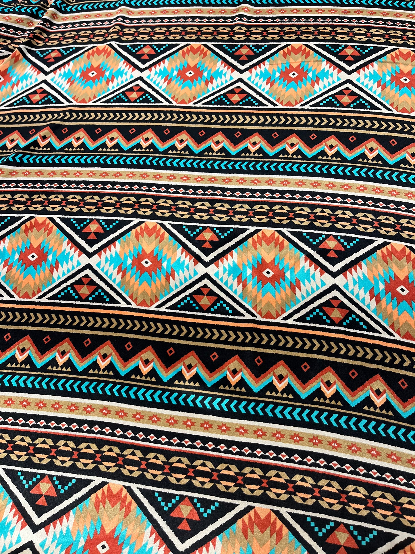 Wild Rag 45x45 teal/black/gold tribal