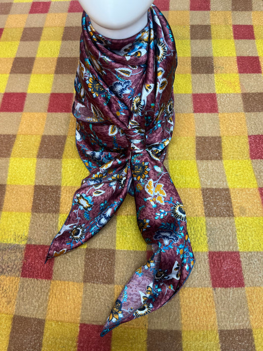 Wild Rag 45x45 maroon/ blue orange floral