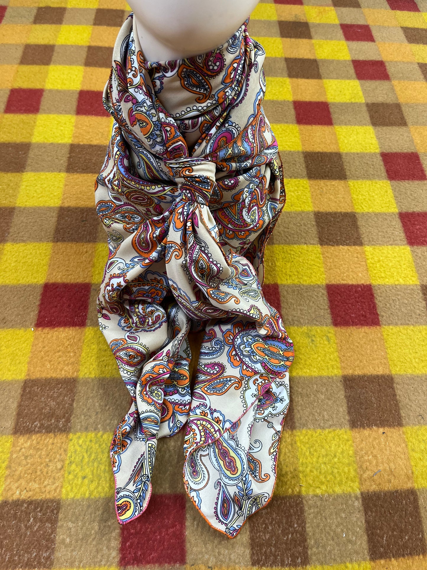 Wild Rag 45x45 tan/orange/ blue/ pink paisley