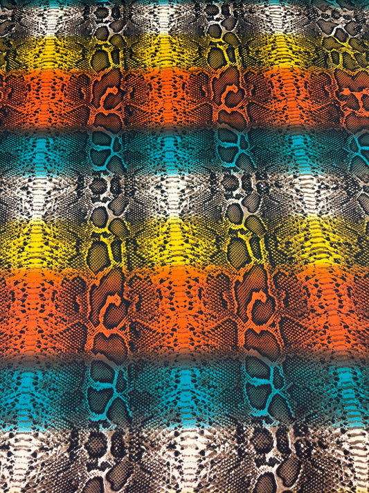 Wild Rag 45x45 teal/orange/yellow/white snake skin