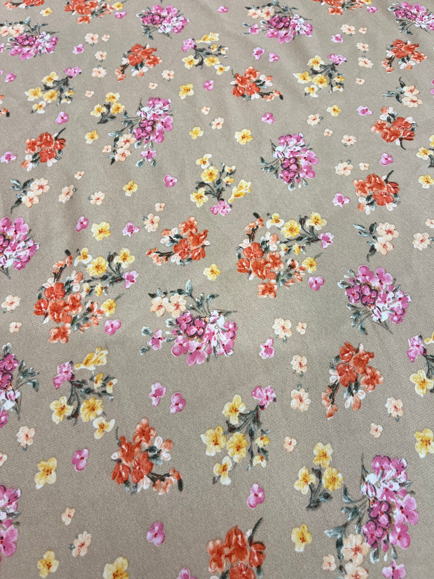 Wild Rag 45x45 tan/ pink /orange /yellow floral