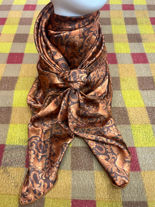 Wild Rag 45x45  brown/rust horse floral