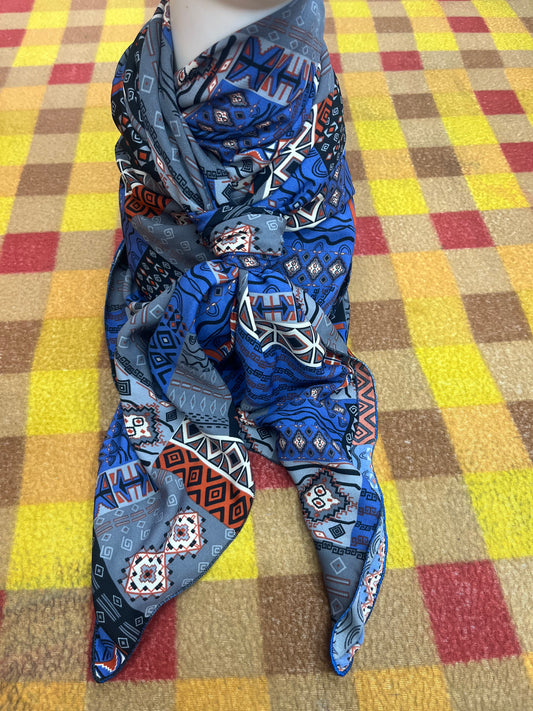 Wild Rag 45x45 blue/silver/red tile tribal