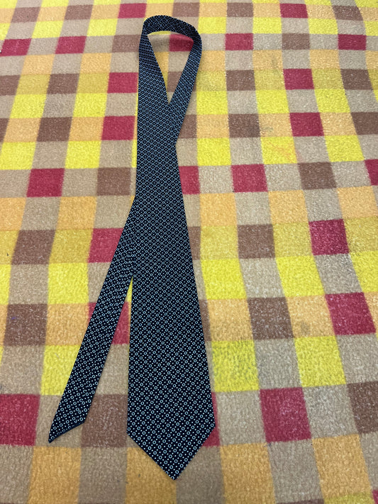 60” Necktie, 12x12” pocket square. Black/white dot/ tiny circle