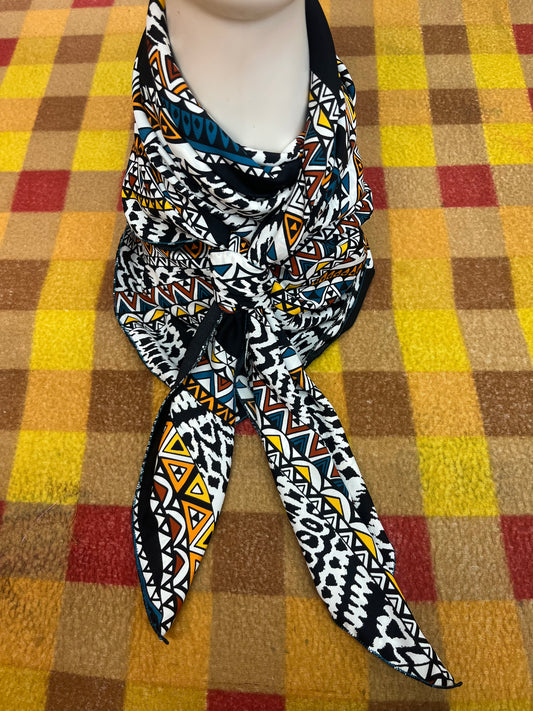 Wild Rag 45x45 black/ivory/teal tribal
