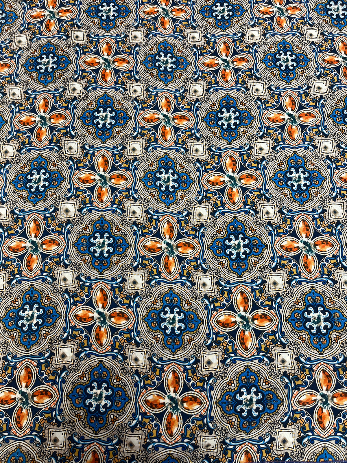 Wild Rag 45x45 blue/ orange chevron/medallion