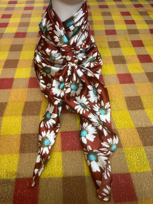 Wild Rag 45x45 rust/white/turquoise floral