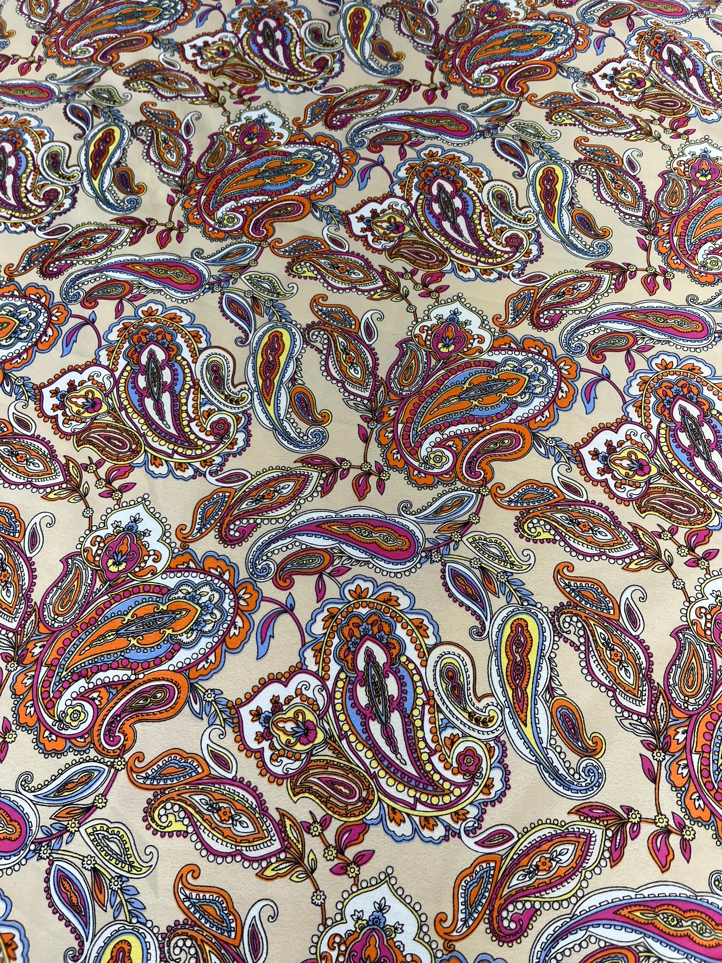 Wild Rag 45x45 tan/orange/ blue/ pink paisley