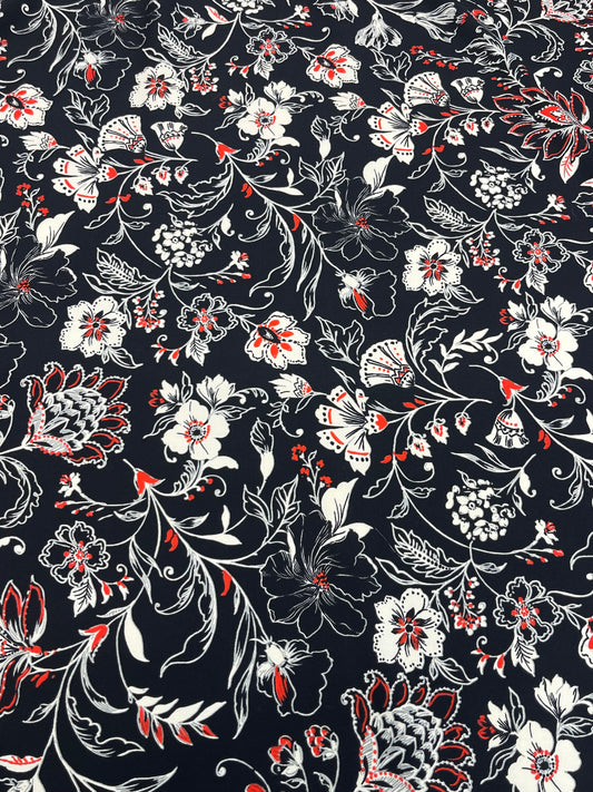 Wild Rag 45x45 black/white/red floral
