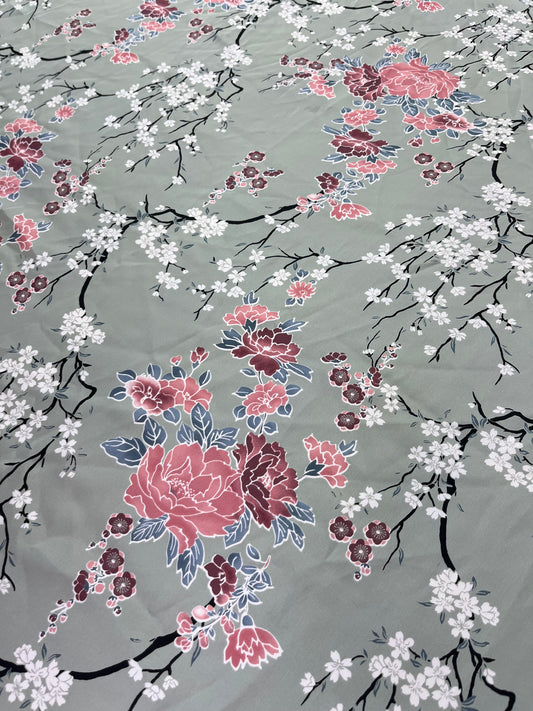 Wild Rag 45x45 silver/ pink roses