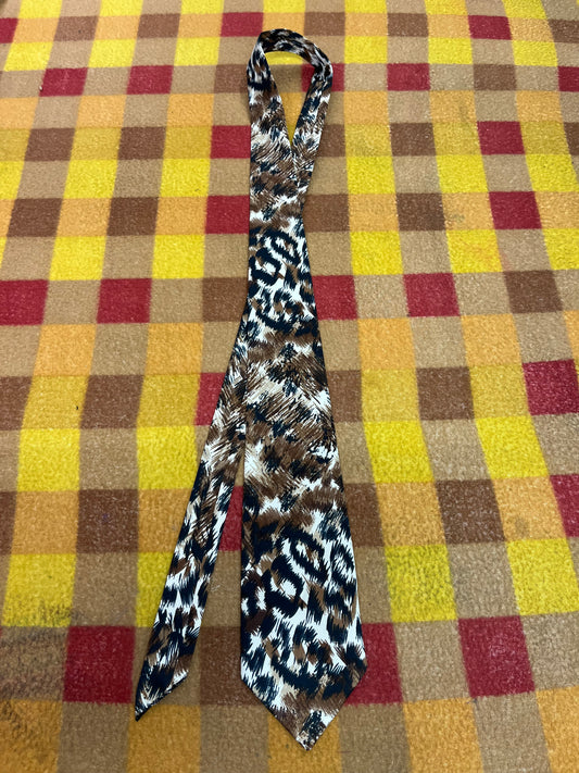 60” Necktie, 12x12” pocket square.brown/black animal print