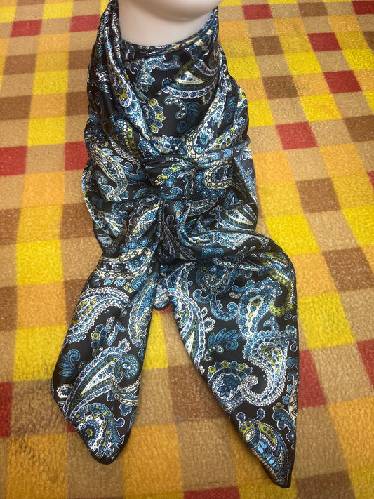 Wild Rag 45x45 black/teal/gold paisley