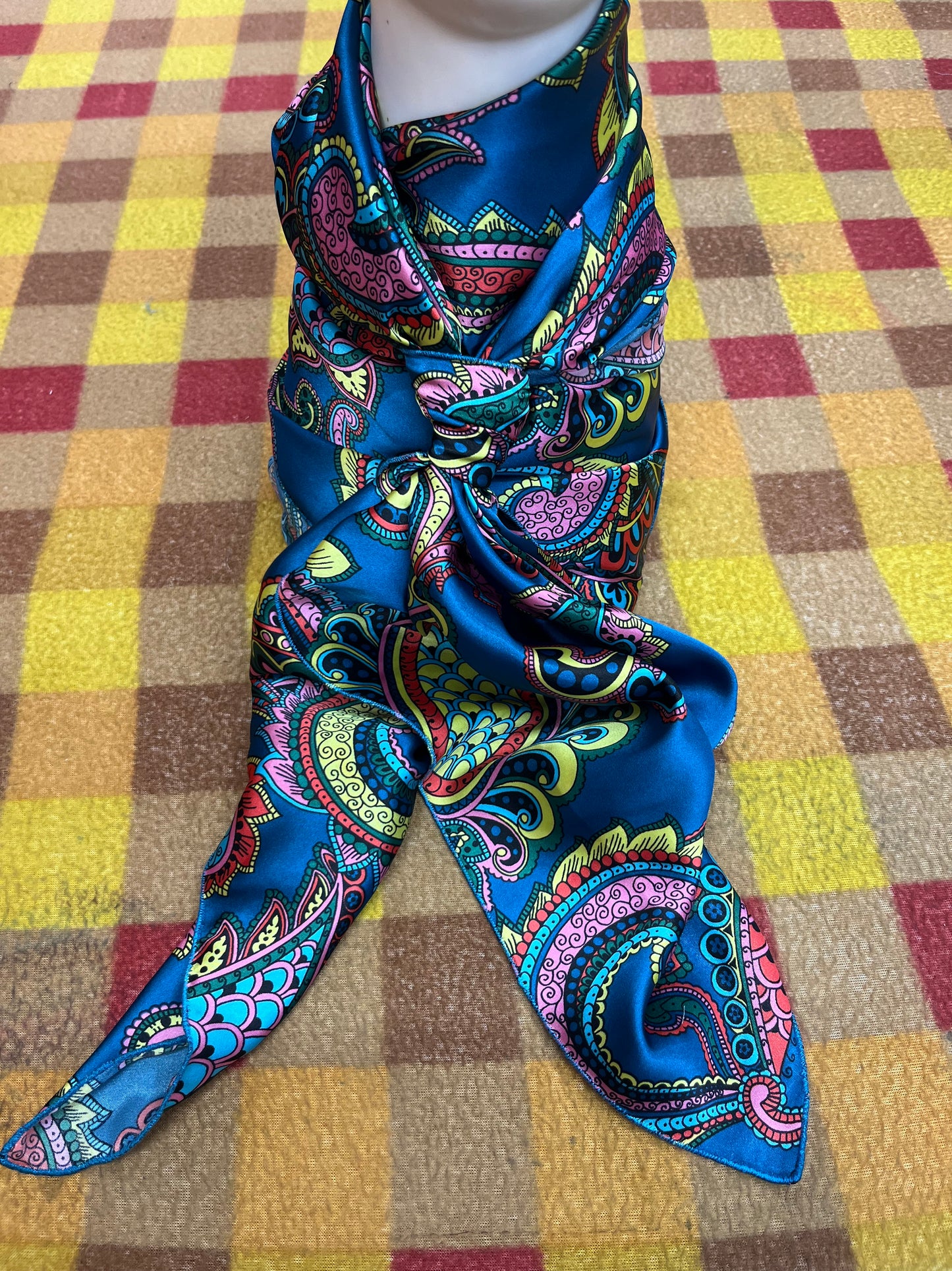 Wild Rag 45x45  teal/multi color paisley