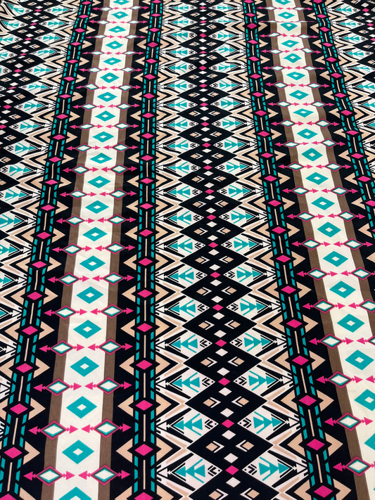 Wild Rag 45x45 turquoise/ black/ tan. Diamond/ tribal