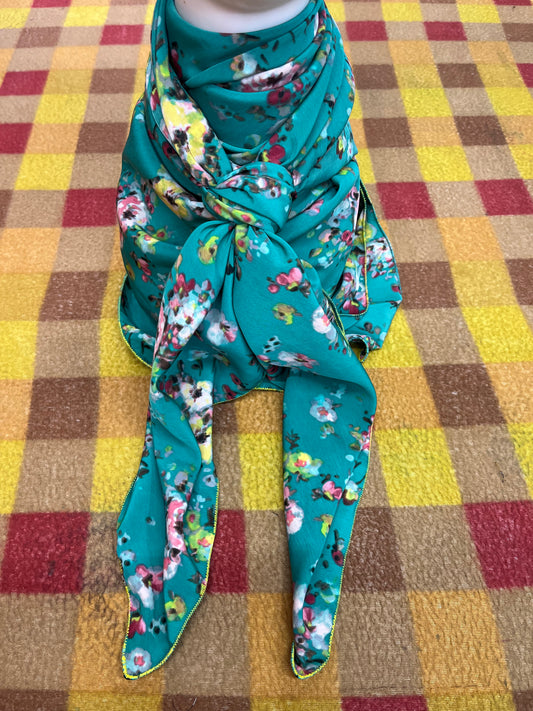 Wild Rag 45x45 turquoise/ yellow/ pink floral