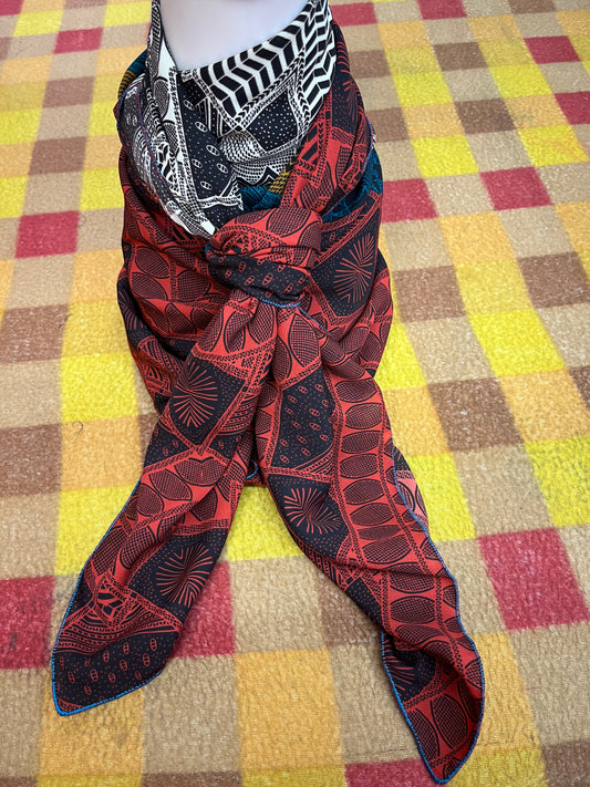Wild Rags 45x45 red/white/teal stripe