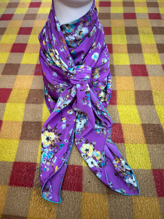 Wild Rag 45x45 pink/yellow/teal flowers