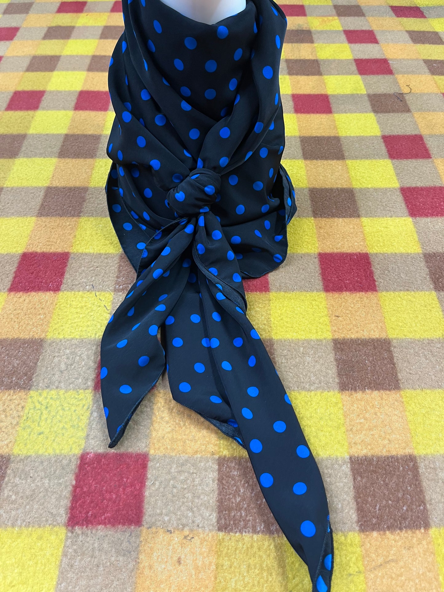 Wild Rag 45x45 black and blue polka dot