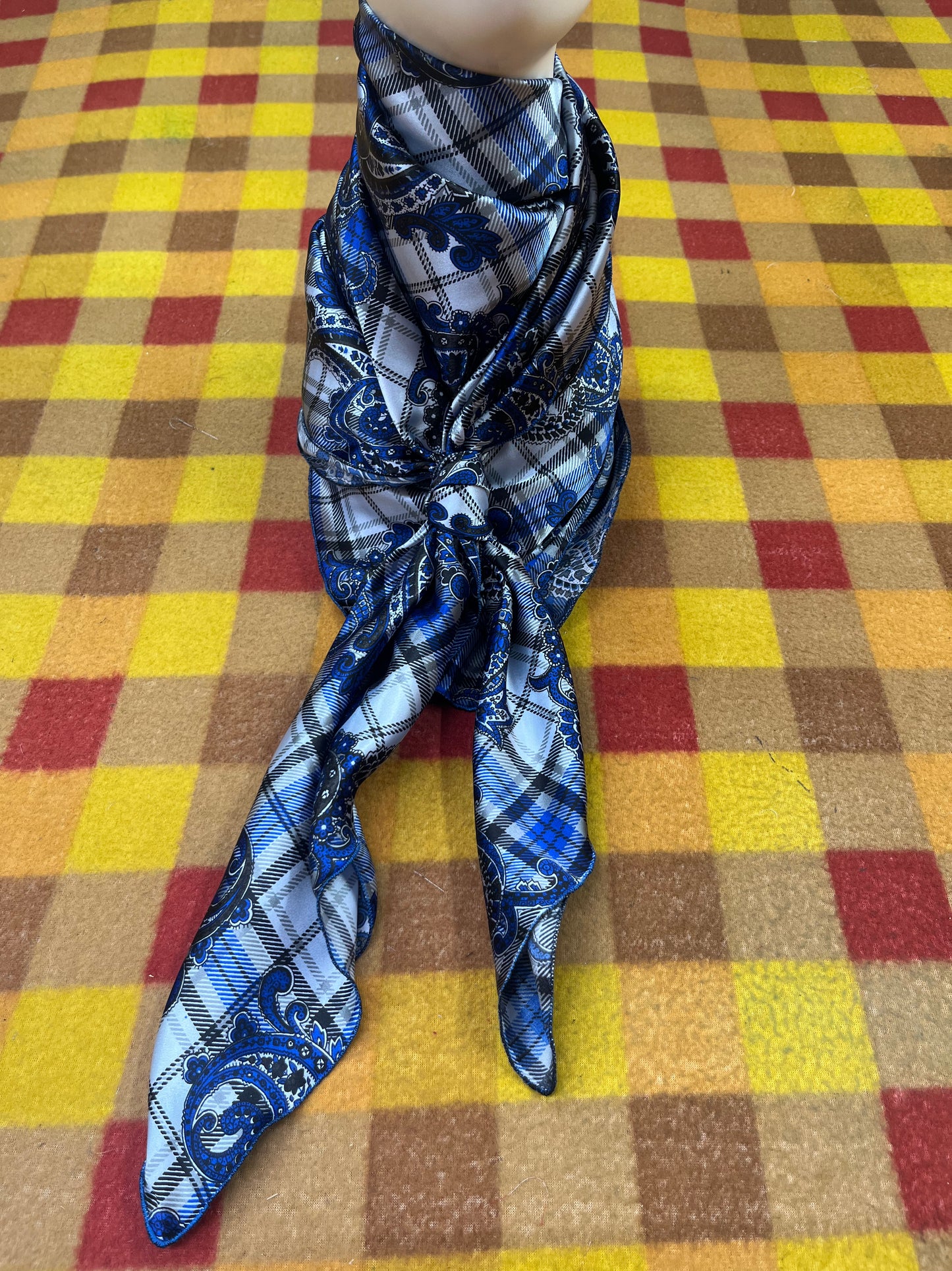 Wild Rag 45x45 plaid paisley blue