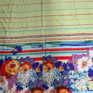 45x45 Wild Rag lime green with floral boarder