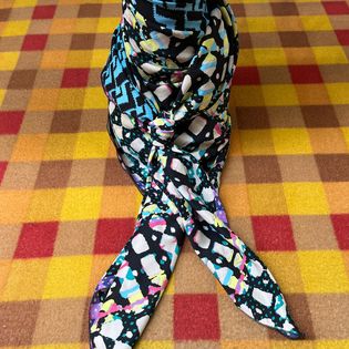 45x45 Wild Rag blue/grey zig zag dots