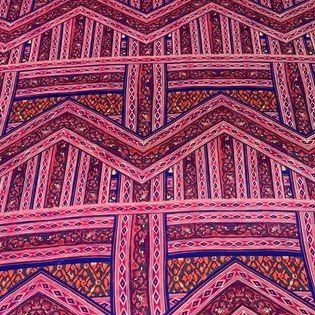 45x45 Wild Rag pink/blue floral zigzag tribal