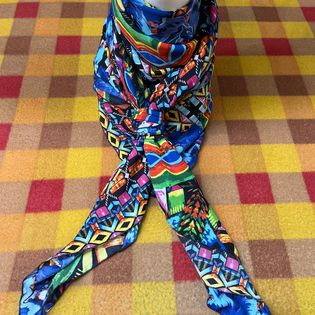 45x45 Wild Rag blue flowers/ multi color tribal