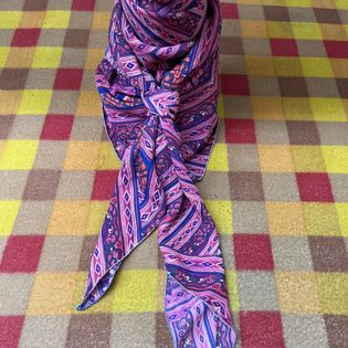 45x45 Wild Rag pink/blue floral zigzag tribal