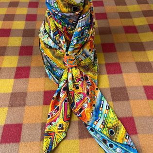 45x45 Wild Rag yellow diamond, multi color tribal