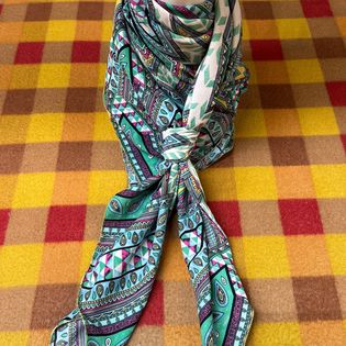 45x45 Wild Rag green/teal diamond tribal