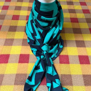 45x45 Wild Rag green/ black zigzag