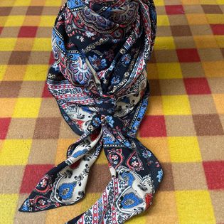 45x45 Wild Rag blue/red/black/tan tribal Damascus