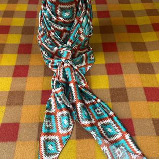 45x45 Wild Rag turquoise/rust chevron