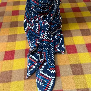 45x45 Wild Rag red white and blue  zig zag dots